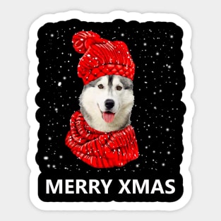 Husky Merry Xmas Sticker